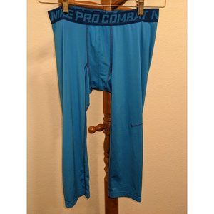 Nike Men's Pro Combat Compression Pants, Blue / Aqua